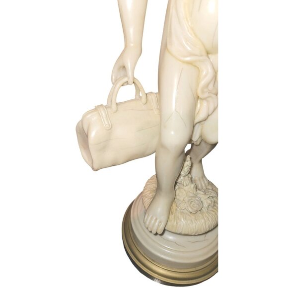 Antique Cupid Sculpture Resin Faux Ivory Resin 20" Tall Mid-Century Modern - Picture 7 of 15